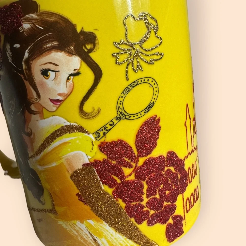 Disney Beauty And The Beast Belle Mug 20 oz Glitter Detail Castle - Picture 5 of 7